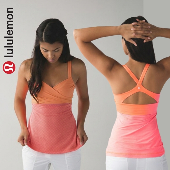 lululemon athletica Tops - Sz 6 Lululemon Wrap It Up Tank - Grapefruit